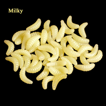 HOT SELL!! Promotion!! 50PCS 2cm 0.35g maggot Grub Soft Lure Baits Fishing Lures Worms Glow Shrimps china