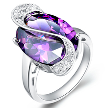 Luxury Fashion Noble Big Emerald Turquoise Amethyst Sapphire Ruby Crystal Simulated Diamond Rings Jewelry for Party