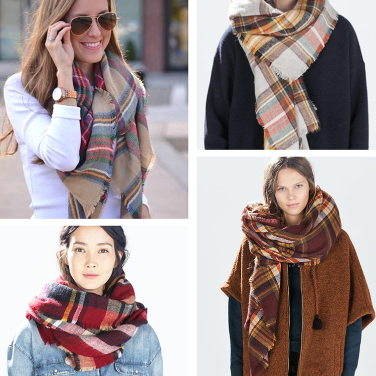 Za Major Winter 2015 font b Tartan b font Scarf Desigual Plaid Scarf Cuadros New Designer