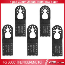 De cambio rápido de 5 unids 32 mm japón dientes herramienta oscilante hojas de sierra para más marcas de herramienta eléctrica de múltiples funciones para corte de madera