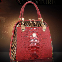 New Luxury Women Patent Leather Handbag High Quality Crocodile Snake Pattern Women Bag for Party OL Ladies Shoulder Bag Tote