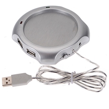 High Quality Wired Muti-function Tea Coffee Cup Mug Warmer Heater Office Pad With 4 Port Hub USB Gadget For PC For Mac