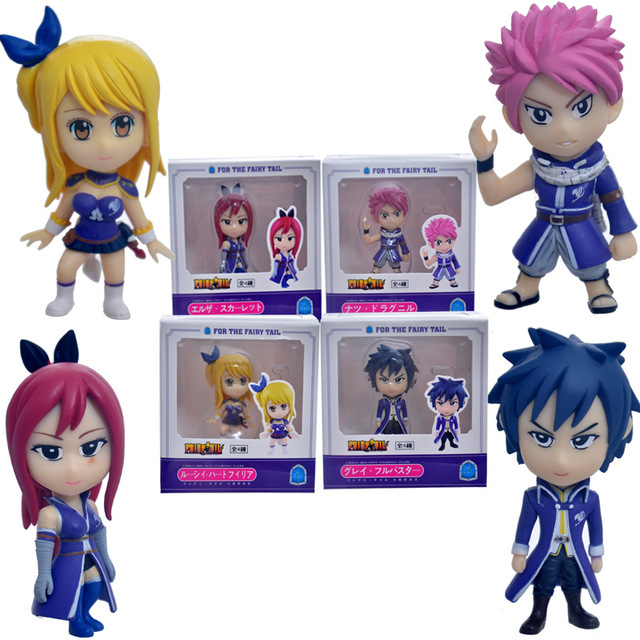 Fairy Tail ПВХ Действий Рис Игрушки 4 шт./лот 8 см В Штучной Упаковке Фигурку Модель Игрушка в Подарок