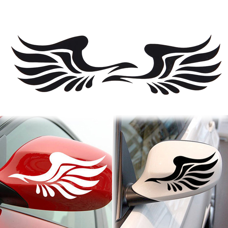 Newly Arrival Trendy 1 Pair Personality Fire Wings Image Side Mirror Car Stickers Color Yellow White