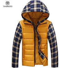 Mens Winter Jackets And Coats Cotton Men’s Winter Thermal Hooded Jacket Plaid Man Coat chaqueta de los hombres de invierno