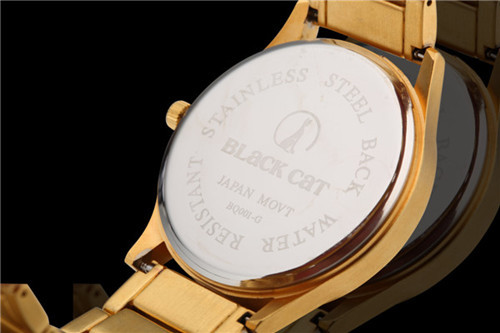 2015 new men stainless steel quartz wristwatches gold automatic calendar man watch blackcat dress watches