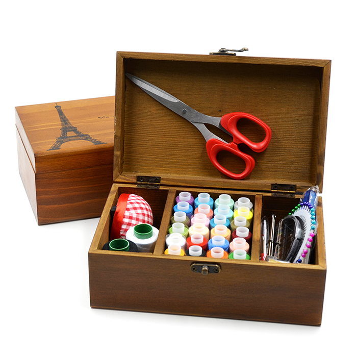 Wood Sewing Box Set retro style Korea sewing thread box household hand