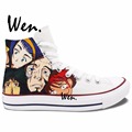 Wen Hand Painted White Canvas Sneakers Cowboy Bebop Gifts High Top Men Women s Canvas Sneakers
