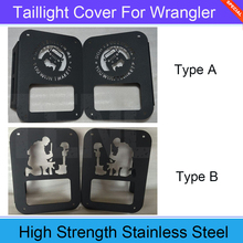 Car Styling 2PCS Stainless Steel Black Taillight Cover For Wrangler