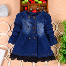 2015 new spring autumn baby girls cowboy jacket coat children outerwear jacket cost kids lace jacket