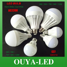 CE Rohs LED Lamp E27 220V 3W 5W 7W 9W 12W epistar smd5730 Cold white/Warm white Led Light Bulb Spotlight with energy saving