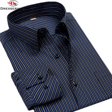 Spring 2016 Long Sleeve Shirt Men Striped Regular Fit Turn-down Collar Non Iron Business Casual Dress Shirts Work Wear camisas