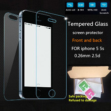 2Pc/Lot 0.26 mm 9H 2.5D Arc Front & Back Tempered Glass for iPhone 5 5s Anti-ExplosionToughened protective Film screen protector