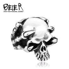 316L Stainless Steel Jewelry Men’s Gothic Punk Claw Thingking Skull Skeleton Rings TG365 FS
