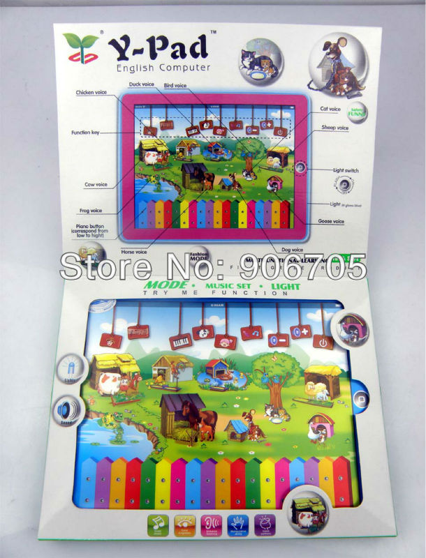 Free shipping New Y pad table farm Learnig machine,YPAD educational toy for kids with Music&Light,Pink &Blue Mixed,6PCS/lot