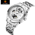 Montre bracelet Homme Fashion Men s Clock Automatic Watch with white Skeleton dial Mechanical Silver Fashion