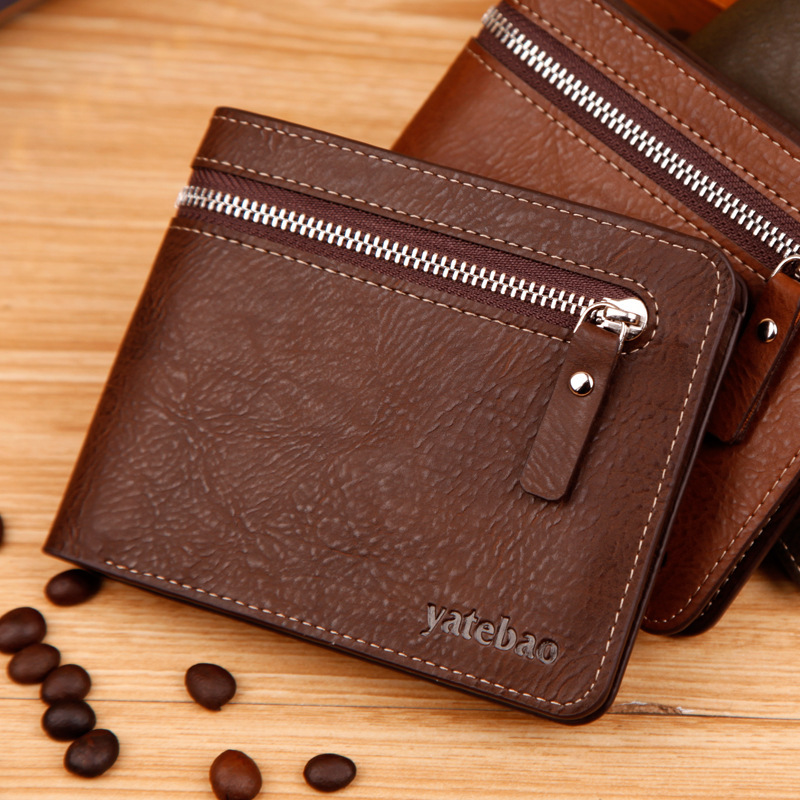 New Arrival Men Short Wallets Fashion Desiger Casual Wallet Money Card Holder Zipper Purse Bags