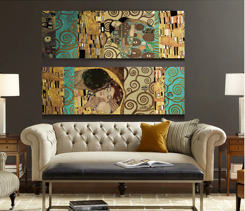 Artists Gustav Klimt The Kiss and The Tree of Life The new mix and match decorative forms Canvas Wall Art Painting Home Decor