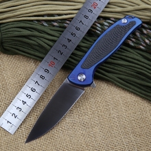 Shirogorov 95 nueva Russian top calidad plegable del cuchillo bola arandela de rodamiento azul aleación de titanio fibra de carbono cuchillo táctico