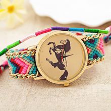 2016 New Brand Handmade Braided Horse Friendship Bracelet Watch GENEVA Watches Women Quarzt Watches relogio feminino