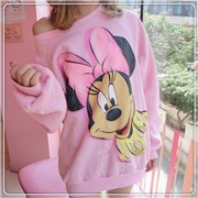 New-Fashion-Long-Length-Pink-Cute-Cartoon-Mickey-Minnie-Mouse-Women-Sweatshirt-Hoodies-O-Neck-Autumn