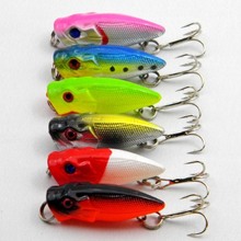 50pcs/lot 6 colors small Poppers fishing lures hard bait 3.5CM 2.7G 10# hooks hard topwater lure tackle China wholesale