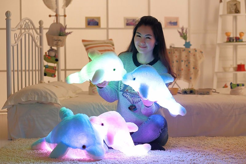 Light Plush Toy Dolphin Plush Toy Cute Animal Stuffed LED Light Toy Glow in Dark Throw Pillow Kids Toy Best Gift For Girl LIGHT PLUSH TOY (3)