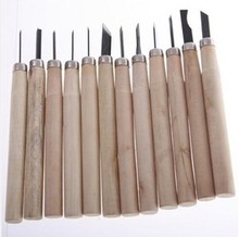 10Pcs/set Wood Carving Tools set Asstorted steel blades with pine wood handle Kid Free shipping
