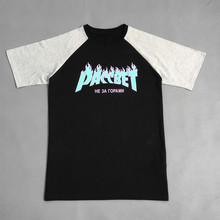 HOT brand Gosha Skateboard Boy thrasher Rubchinskiy paragraph flame paccbet Love raglan fitted T-shirt Tee Tops Cooo Coll