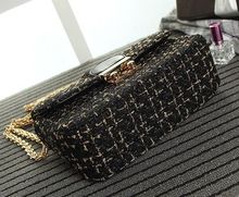 New fashion fastener chain packet tweed shoulder messenger bag high quality woolen lady bag Branded luxury