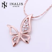 N509 New Women Necklace Rhinestone Butterfly 18K Gold Plated Austrian Crystal Pendant Necklace Jewlery Vintage Statement