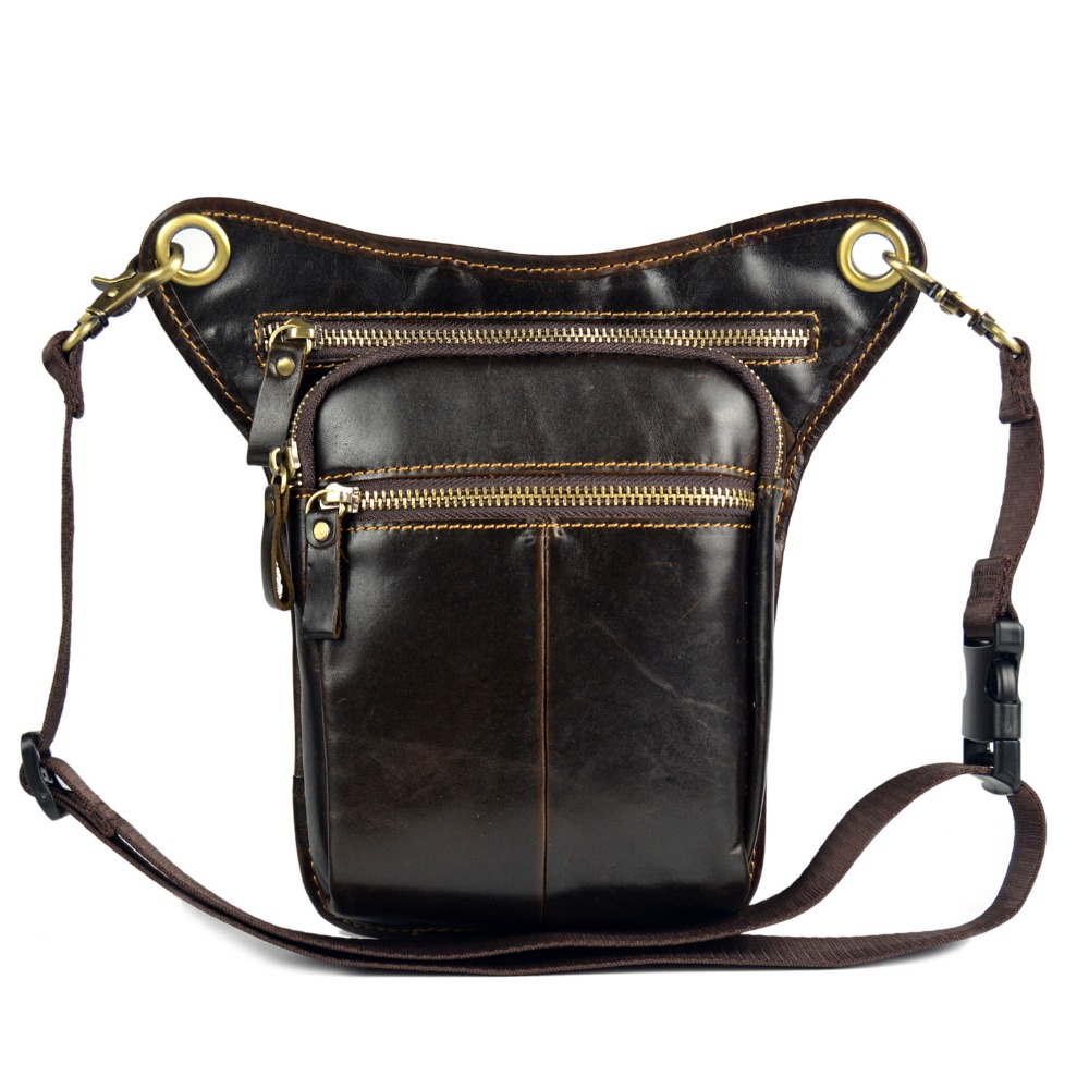 Genuine Leather Travel Motorcycle Riding small Messenger bags for men