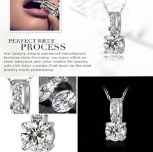 2015 Necklace Fashion Women Jewelry Round Cut Zircon Pendant Necklace Real Platinum Plated Classic Wedding Necklace
