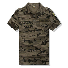 Camouflage Polo Shirt Military Mens Clothing Field Army Green Encamp Exercise Casual Cotton Tee Shirt Camo Summer Tops