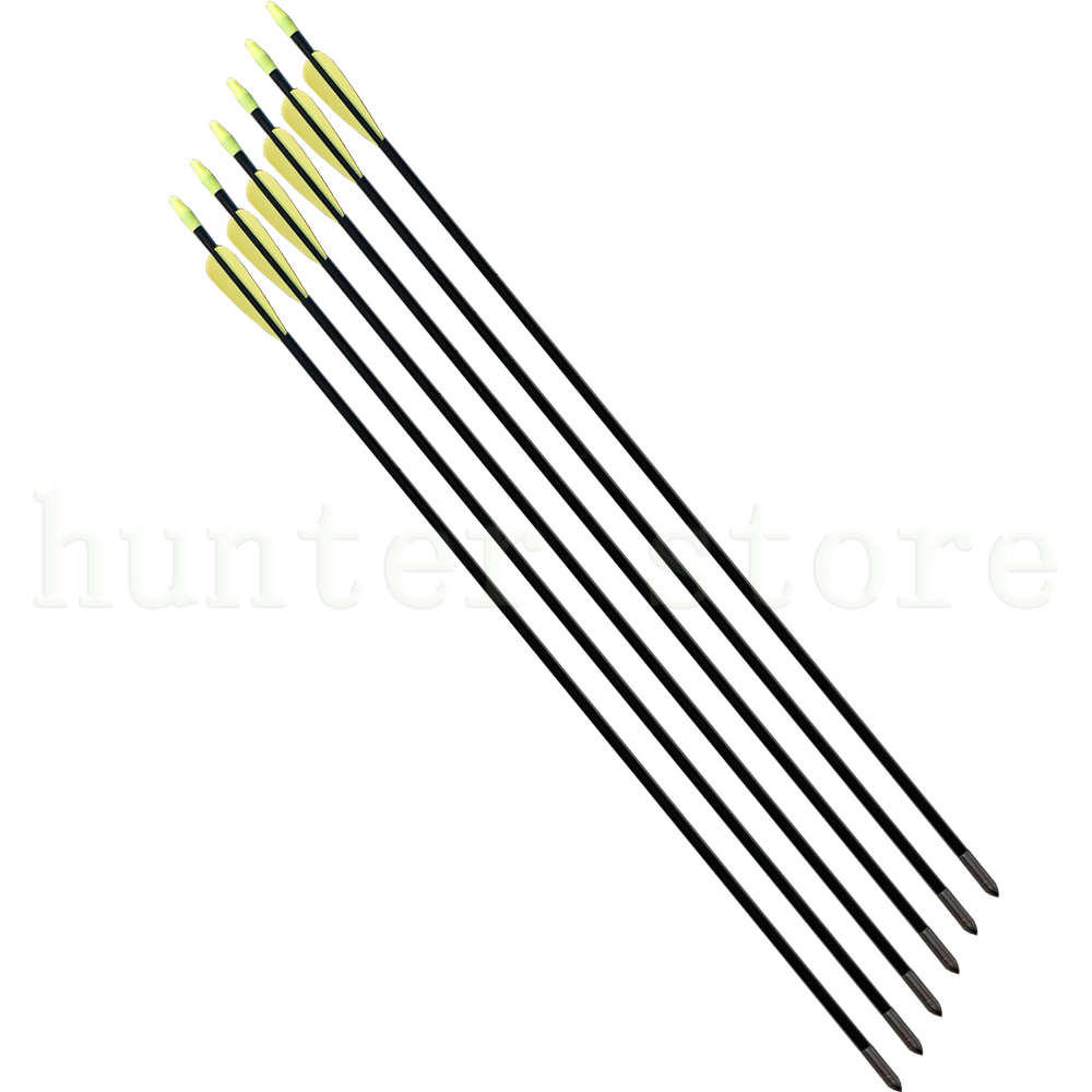 Compound bow 50lbs archery fiberglass arrow 31 insert fixed arrow tip 6pcs fletching arrow feather vane