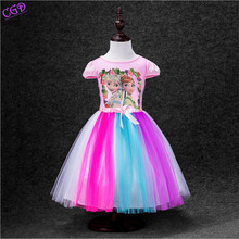 2016 Summer Baby Girl Dress Princess Vestidos little pony/Elsa/Anna Dress Girl Party Tutu Dresses Children Clothing Kids Costume