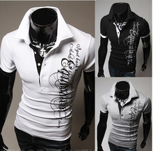 2015 New Fashion Polo Shirt Men Summer Short Letters Printed Sleeve Turn down Collar Polo Ralph