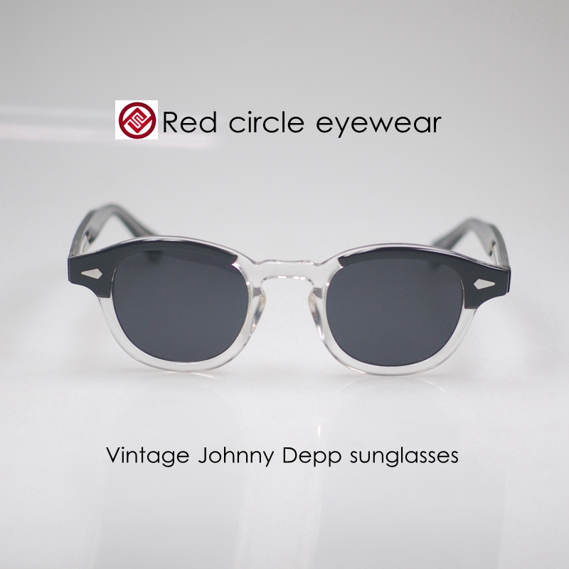 Luxury brand Retro Vintage Johnny sunglasses blackcrystal with polarized smoke lenses for man eyeglasses frames  with box