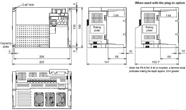FR-E740-7.5K-CHT dimensions