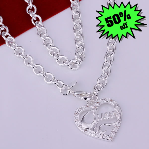S N175 wholesale 925 silver peach heart necklace trendy chain fashion jewelry Nickle free antiallergic factory