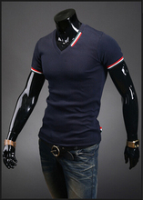 2015 New Arrival Men T Shirts Tops Tees Fashion Short Sleeve V neck T shirt Men
