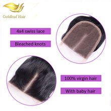 6A Grade Virgin Malaysian lace Closure Straight Human Hair closure 4x4 Middle free three Part Lace