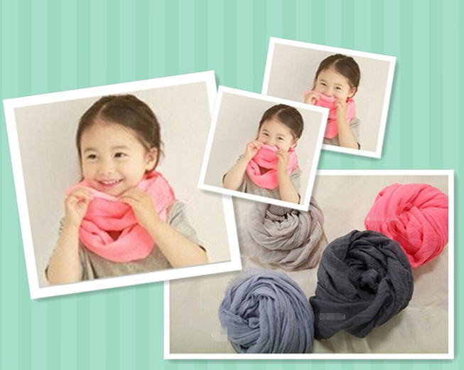 18 Colors Girls and Boys Plain Solid Infinity Scarf Viscose Cotton Baby Kids Loop Scarves Neck