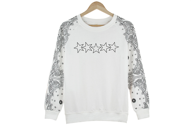 New women sweatshirt retro five-pointed star print...