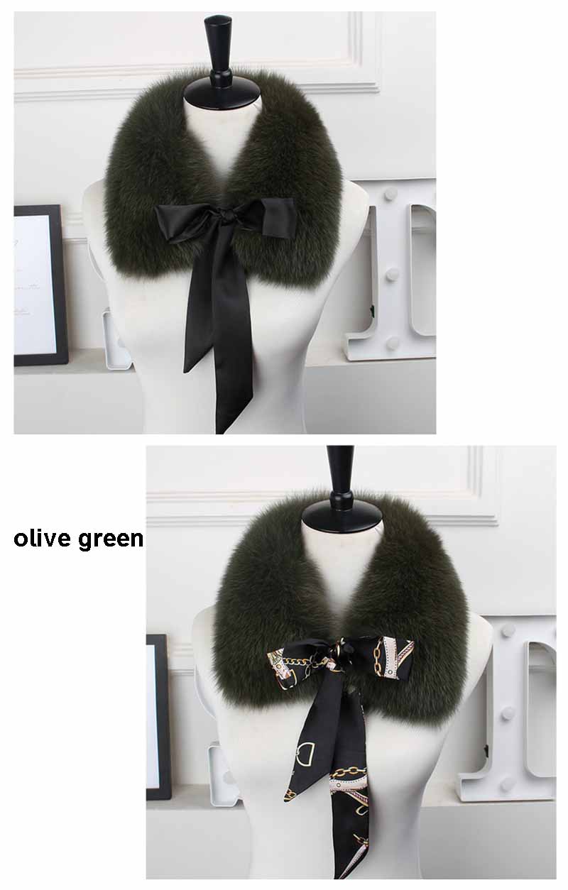 fox fur collar laces olive green