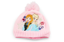 Free Shipping 1Pcs New elsa Hat Baby Cap hats Pink Kids Hats For Winter Cosplay In