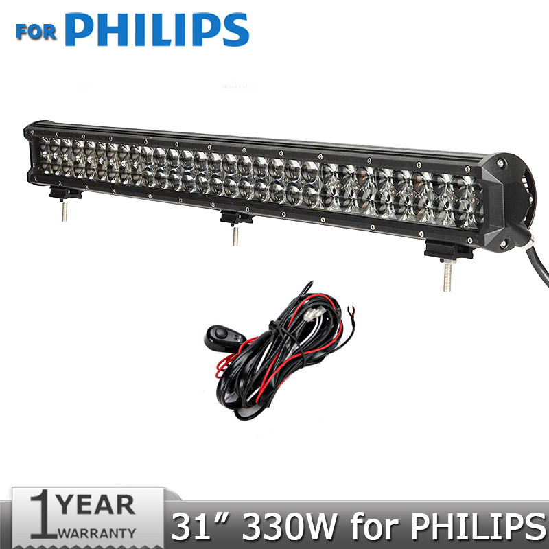31 inch 330W for PHILIPS LED Work Light Bar Offroad for Truck Tractor Boat 4WD 4x4 Truck SUV ATV Spot Flood Combo Beam 12V 24V
