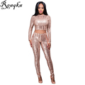 Ladies Bodycon Sets Top Quality High Design 2016 Full Sleeve Long Pants two pieces sequined women