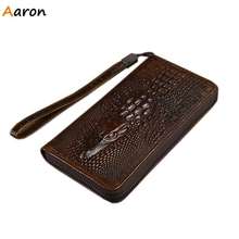 Aaron Brand New Alligator Pattern Men s Genuine Leather Clutches Crazy Horse Leather Casual Men Wallet