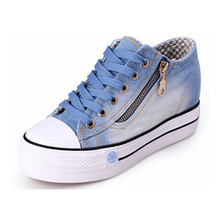 Shoes Woman Fashion lace up casual canvas shoes women platform spring women denim shoes with zipper p1D11